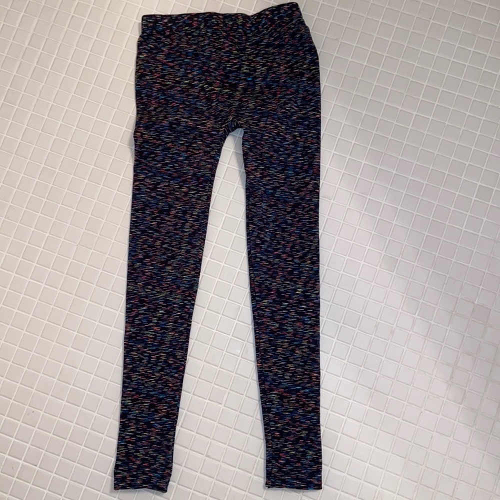 Black spacedye fleece lined leggings girls 8-10
